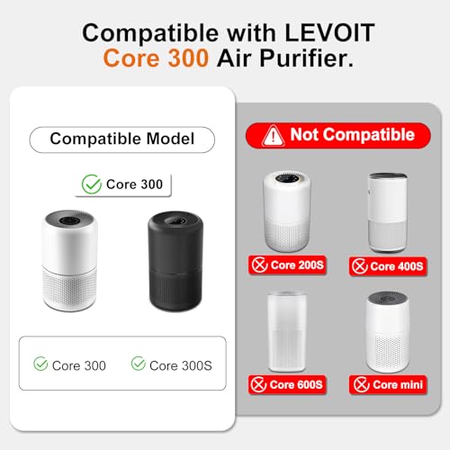 Levoit Core 300 Replacement Filter 2 Pack, 3-in-1 HEPA Filter, Compare to Core 300-RF, White