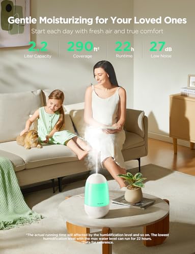 GoveeLife Smart Cool Mist Air Humidifiers for Bedroom Easy to Clean & Top Fill
| Top Fill Ultrasonic Humidifier for Bab