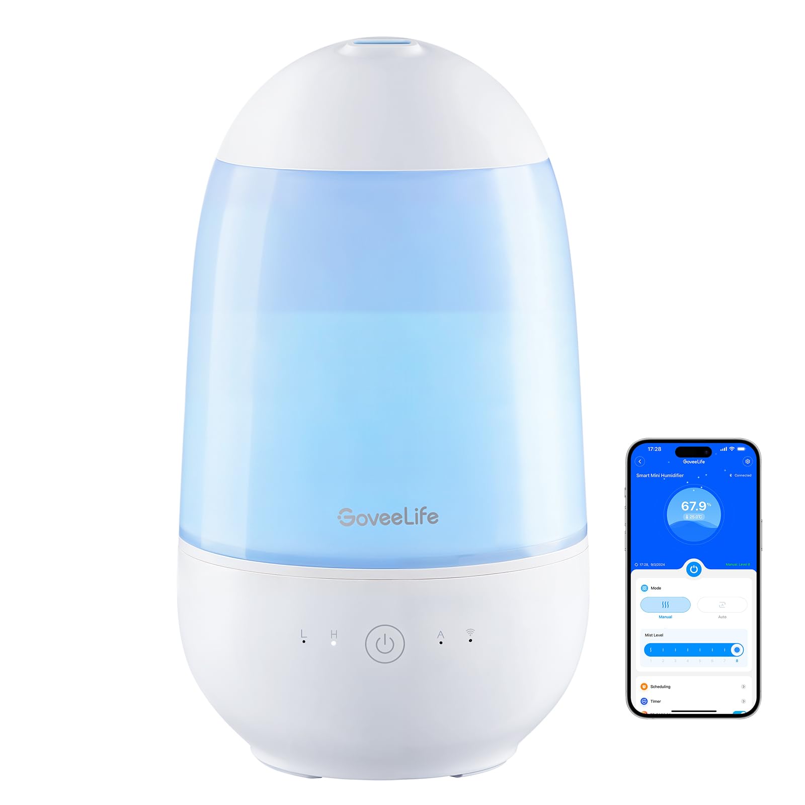 GoveeLife Smart Cool Mist Air Humidifiers for Bedroom Easy to Clean & Top Fill
| Top Fill Ultrasonic Humidifier for Bab