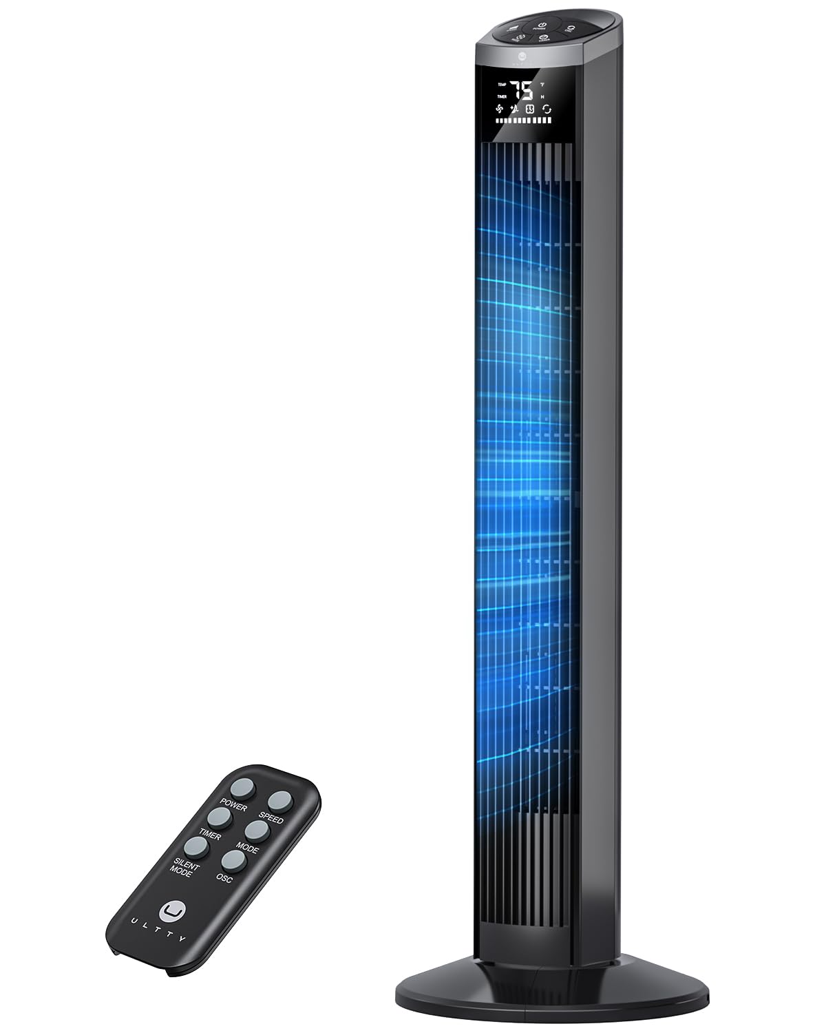 ULTTY Tower Fan for Bedroom, Bladeless Standing Fan that Blows Cold Air for Sleep, Remote Control, 28dB Quiet Operation,