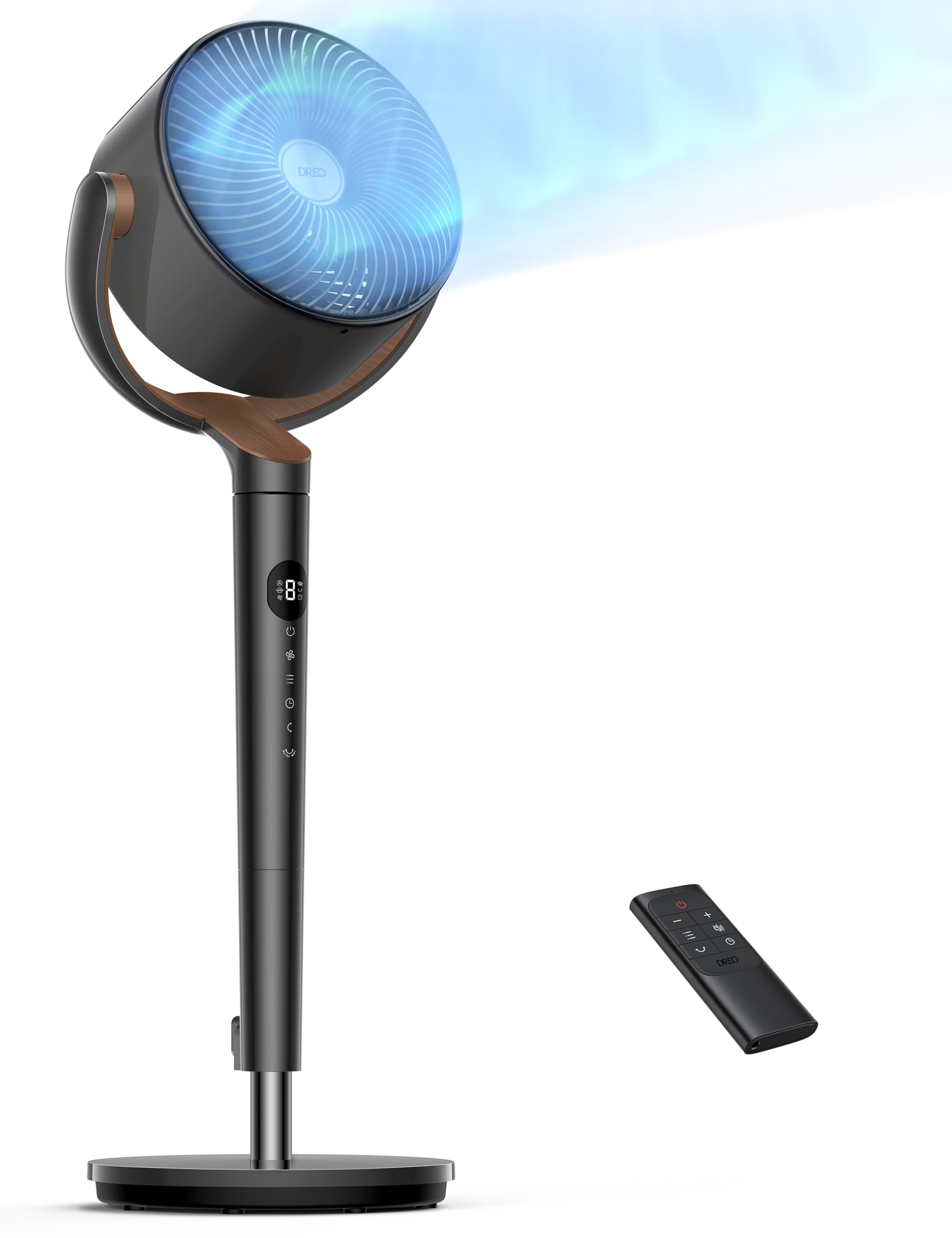 Dreo Quiet Standing Fan for Bedroom, 120° Oscillating, 35-40" Height Adjustable, 8 Speeds, 20dB Noise Level, Black  
Dre